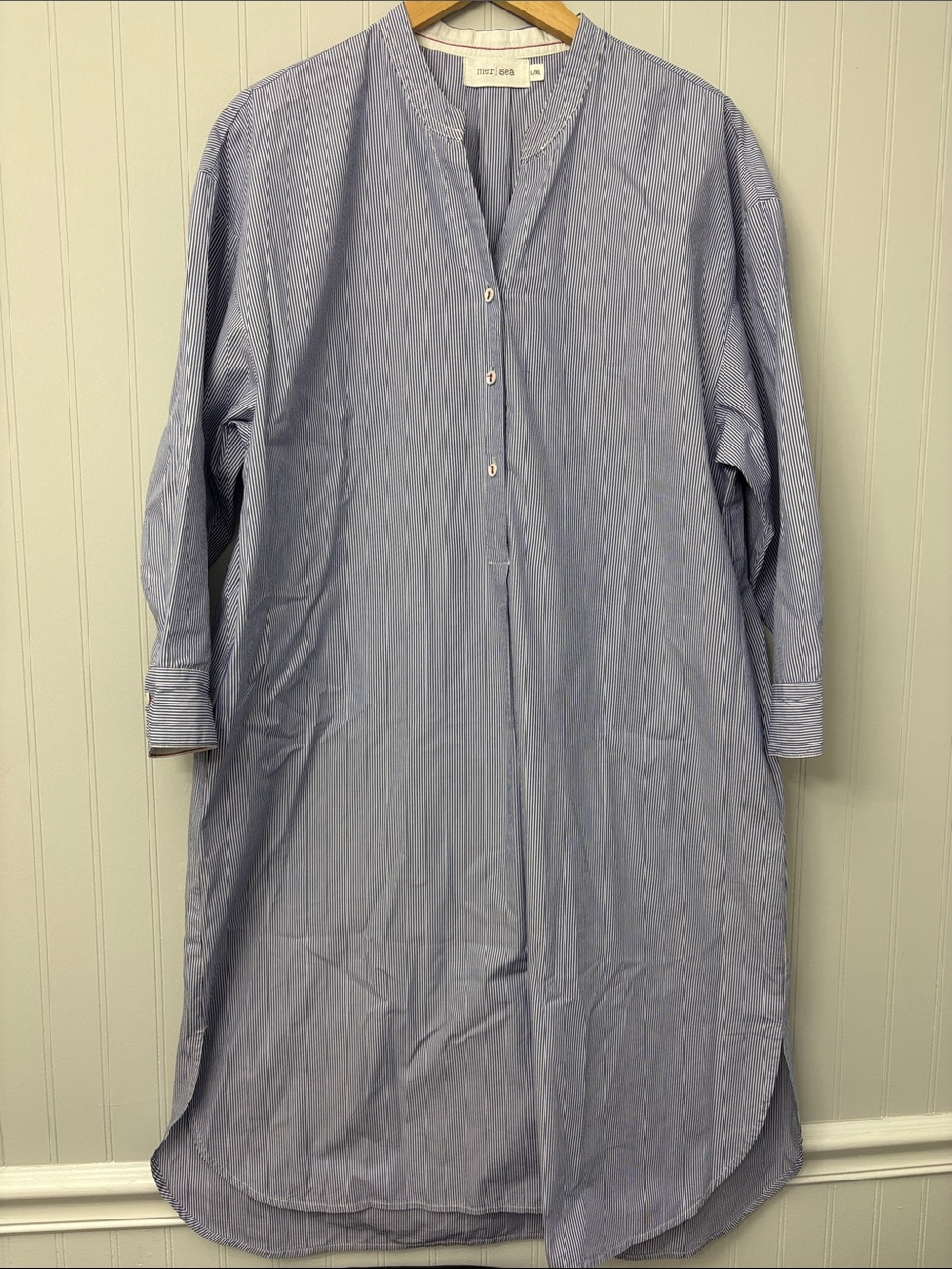 MerSea Essential Shirt Dress Long Sleeve Women Size L/XL Coastal Beachy Coverup